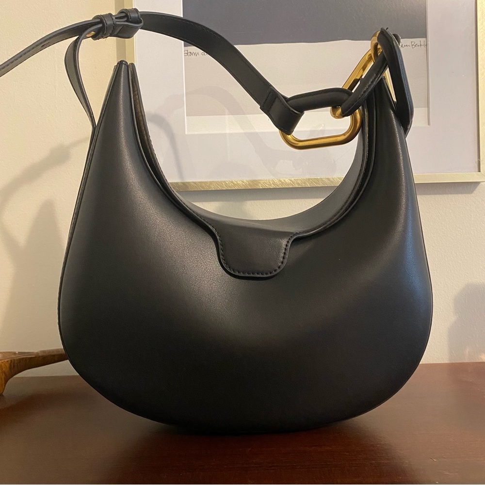 Charles & Keith Black Shoulder Bag with Gold Accent